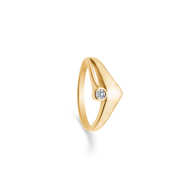 Randers Sølv 14 Karat Guld Ring med Brilliant 0,05 Carat