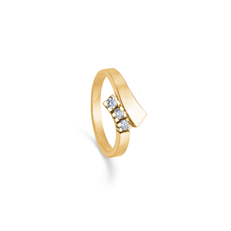 8 Karat Guld Ring Fra Randers ølv Med Brillanter 0,09 Carat - Randers Sølv Fingerringe  - 1255550403347