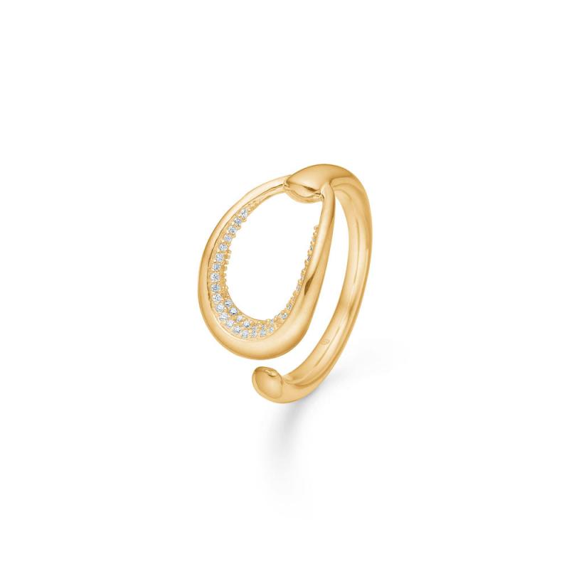 Mads Diamond Elipse Ring i 14 Karat Guld med Diamanter