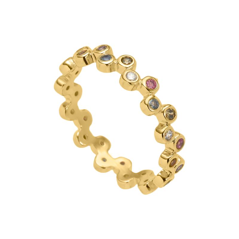Fingerring Ebba 550 – Aqua Dulce med Pastelfarvet Zirkonia