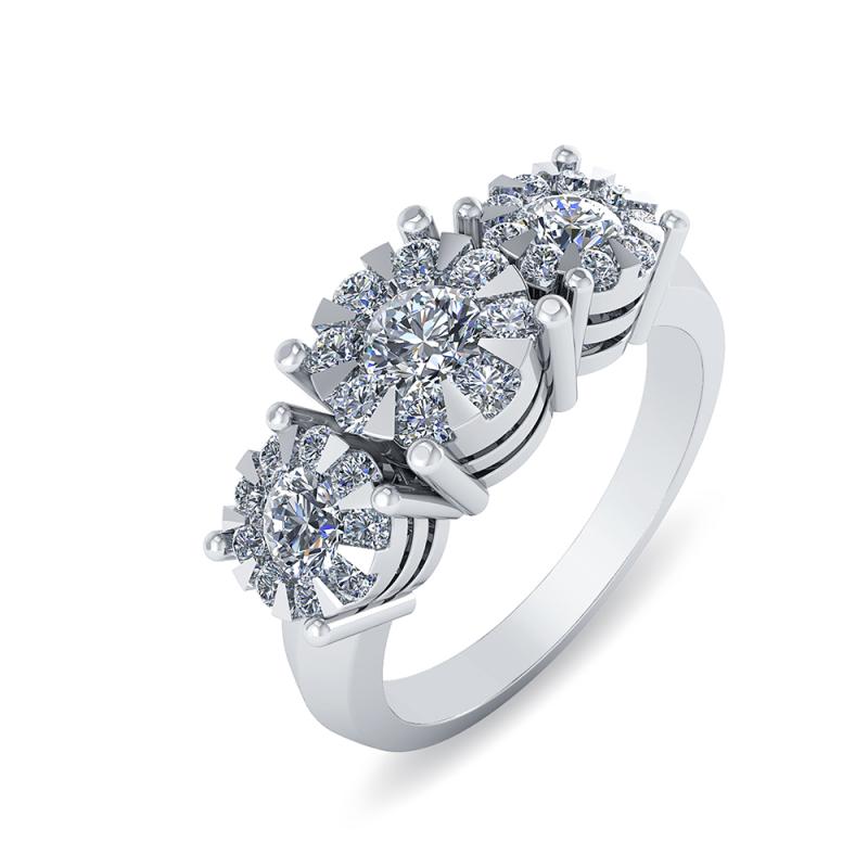 Elegant 14 Karat Hvidguld Ring med 0,75 Carat Diamanter