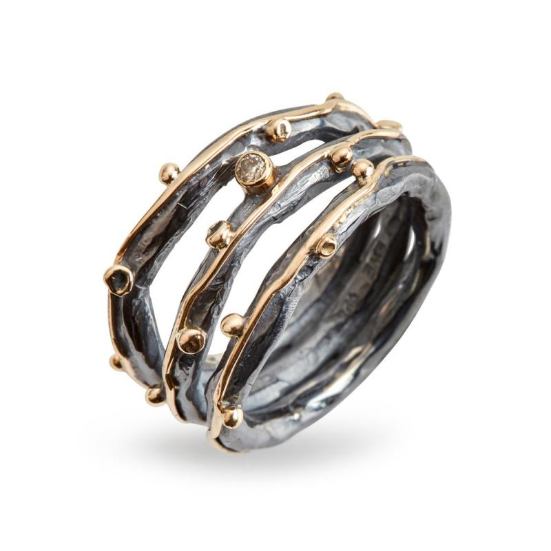 Zeus Tribeca Sølv Ring med Diamant fra Birdie