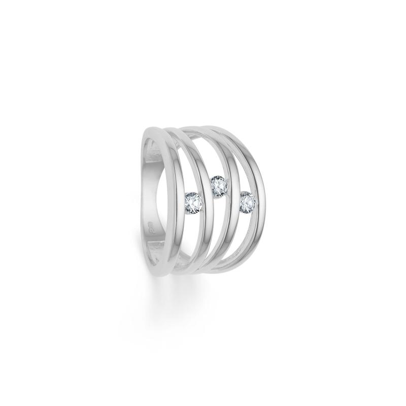 Randers Sølv Ring med 3 Sten – Elegance til Hverdag