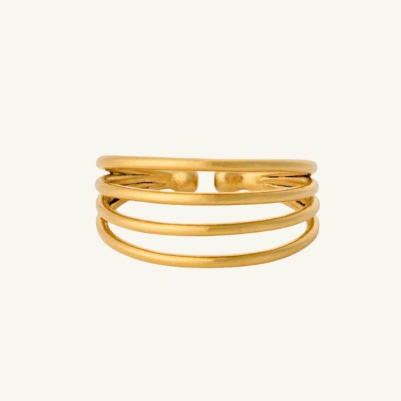 Midnatssol Ring - Forgyldt Fingerring med Flere Ringe