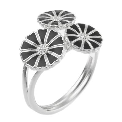Lund Marguerit Ring ølv Med Buket Sorte Margueritter - Fingerringe