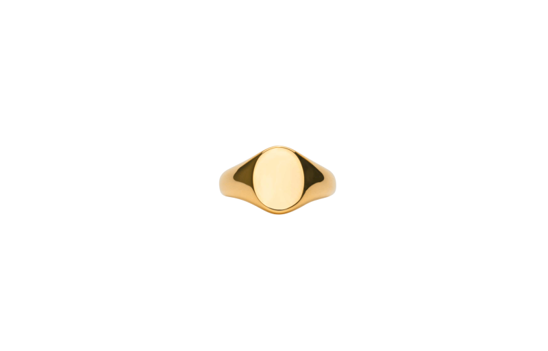 Guld Mini Oval Signetring - Elegant Design til Gravering