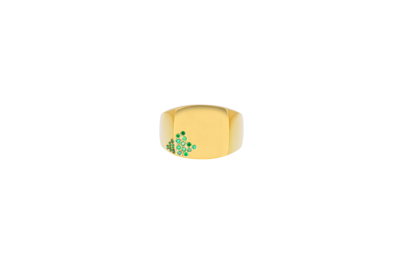 Guld Otto Ring med Grønne Zirconia – Unik Elegance og Stil