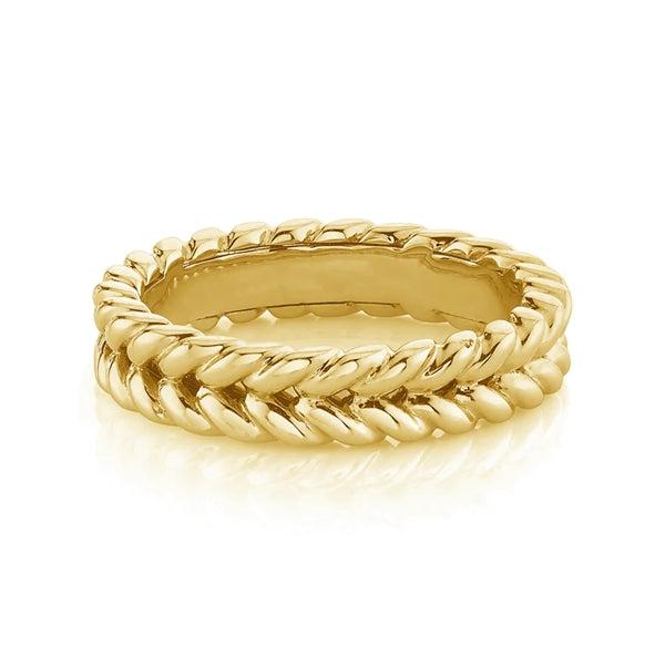 Flettet ring i forgyldt sølv – Et must-have smykke!