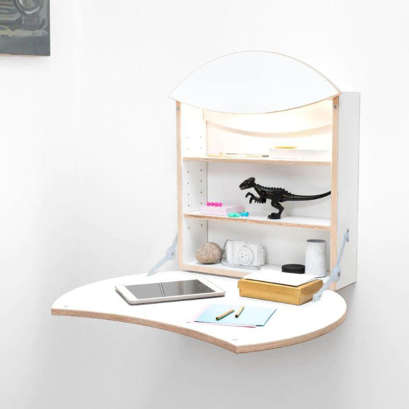Radis Væghængt Skrivebord med Lys og Hylder - Smart Design