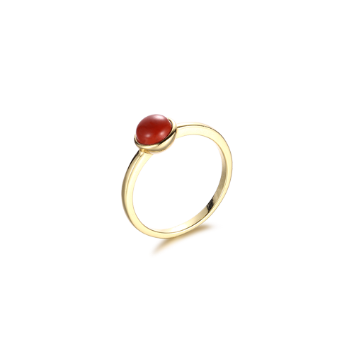 Forgyldt Ring med Rød Jaspis – Elegant Gaveidé til Alle