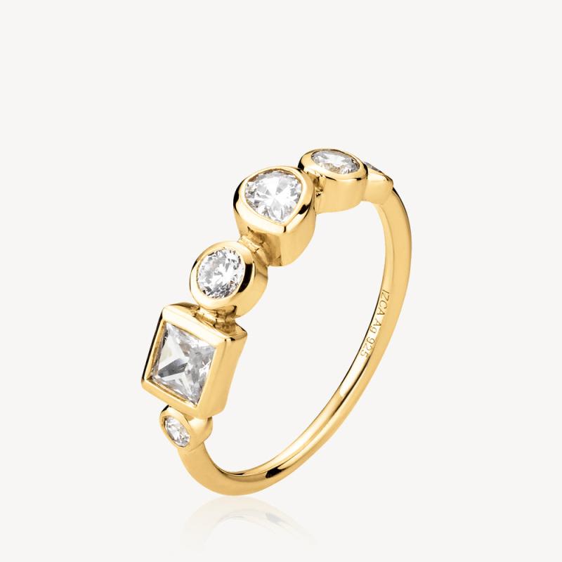 Forgyldt Aya Ring med Zirkoner – Elegant Guld Smykke