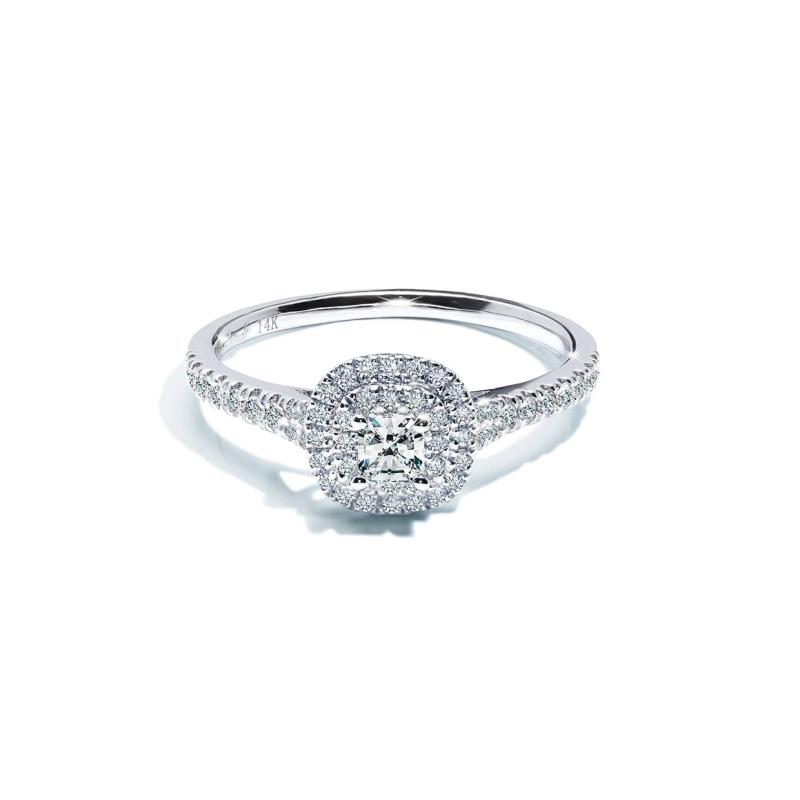 Oxford Dobbelt Halo Sølv Ring – Elegance til enhver lejlighed
