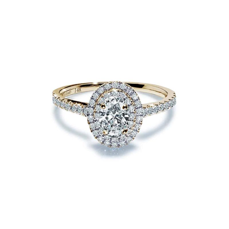 Eksklusiv Dobbelt Oval Guld Ring - Elegant Halo Smykke