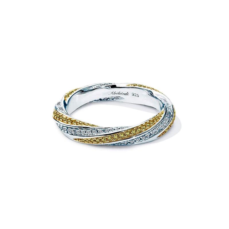 Elegant Snoet Alliancering med Gule Sten - Unikt Design