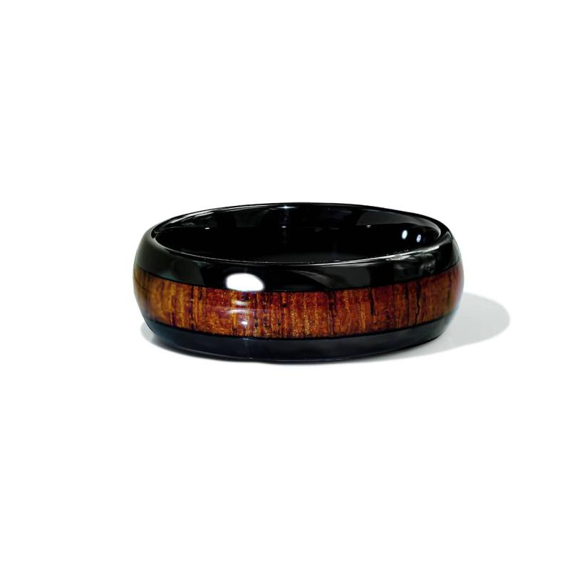 Elegant Tungstenring med Sort Træ – Uundgåeligt Smykke