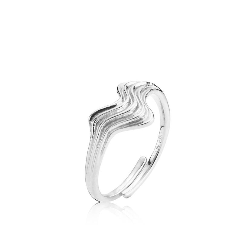 Sistie Silke Ocean Waves Justerbar Ring i Sterling Sølv