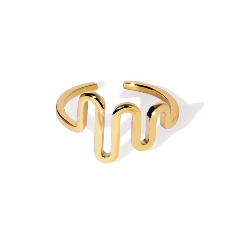 Justerbar Forgyldt Stålring – Elegant Bue Ring til Hverdag