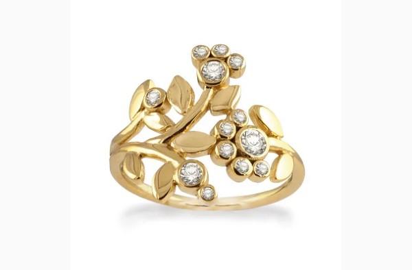 Rabinovich Elegante Forgyldt Sølv Fingerring med Blonderdesign