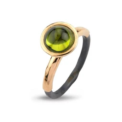 Victoria Sterling Sølv Ring med 14 Karat Guld Peridot