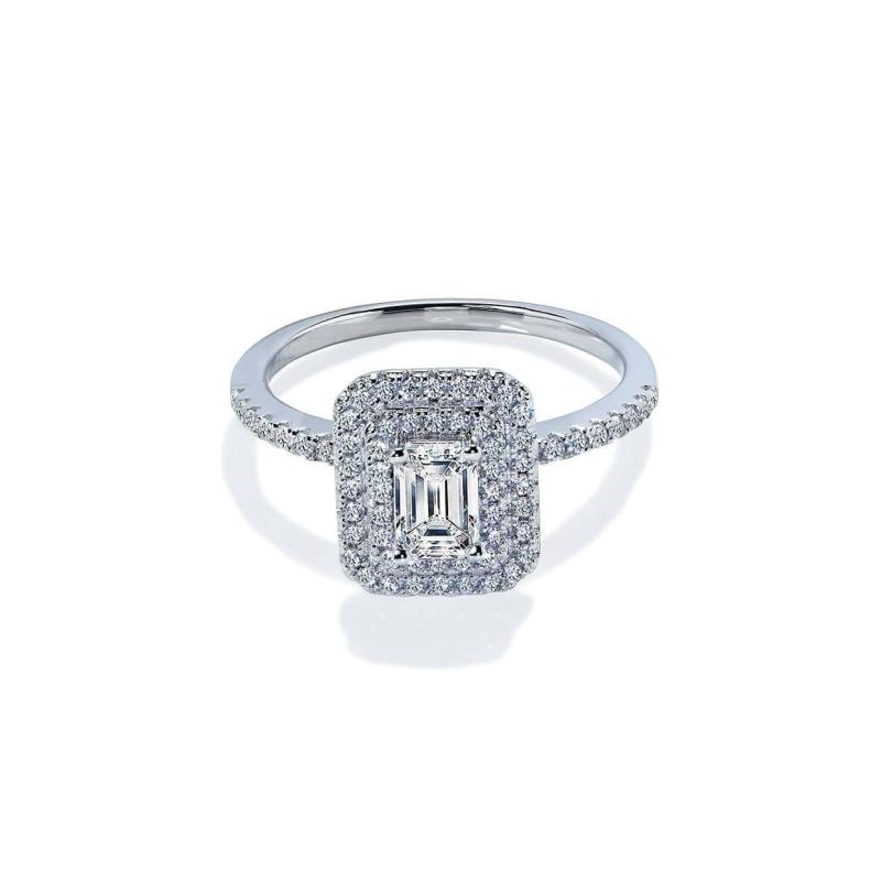 Oxford Emerald Dobbelt Halo Ring - Abelstedt Smykke