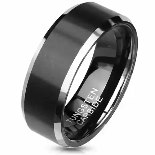 Elegant Sort Tungsten Carbide Ring til Mænd - Tidløs Stil