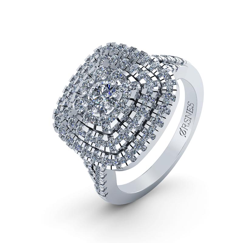 Eksklusiv 14 Karat Hvidguld Ring med Brillanter - Glamourøs Design