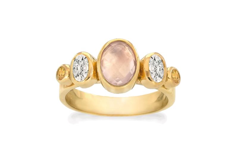 Rabinovich Prism Ring Forgyldt ølv Med Rosakvarts Citrin - Rabinovich Fingerringe  - 1200000174445