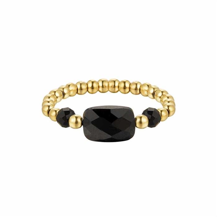 Freelove Ring i Sort med Agat og Forgyldt Hamatit - Unik Elegance
