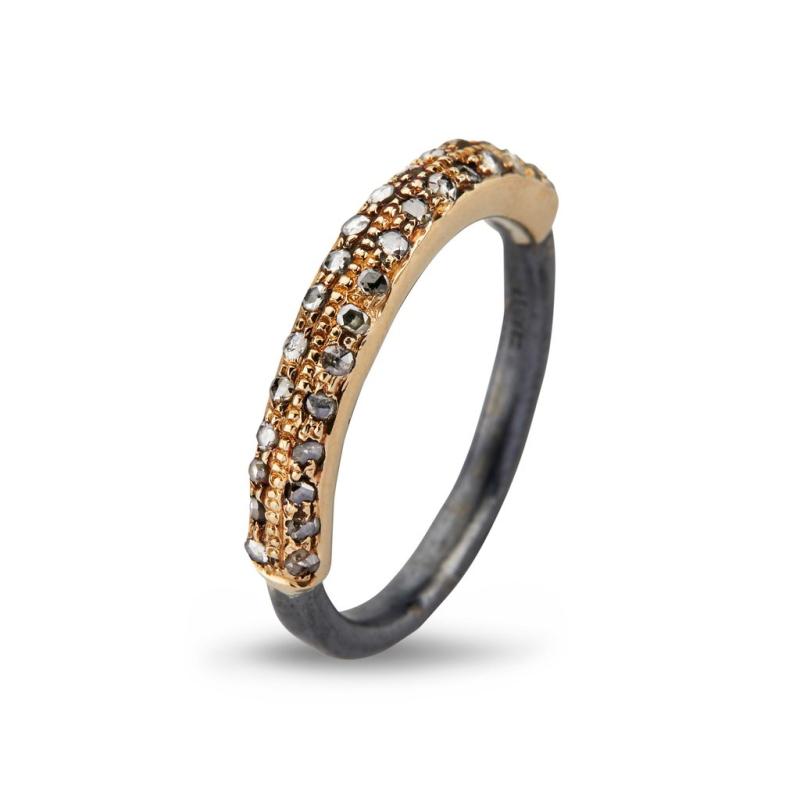 Victoria Plain Sterling ølv Ring Fra Birdie Med 14 Karat Guld Brillanter 0,30 Carat - By Birdie Fingerringe  - 1244440515857