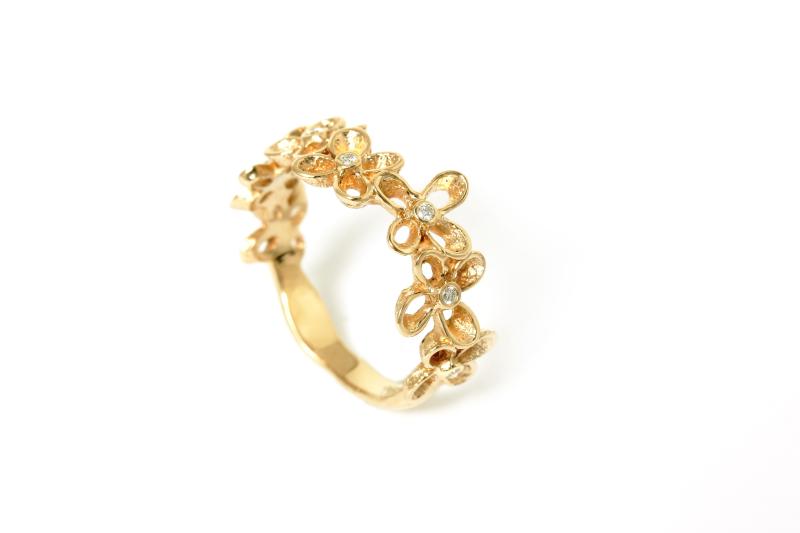 Per Borup Violina 14kt Ring med Blomster og Diamanter