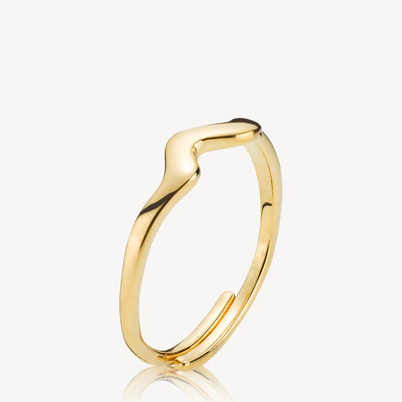Guld Silke Sistie Ring - Forgyldt Sølv med Bølget Design