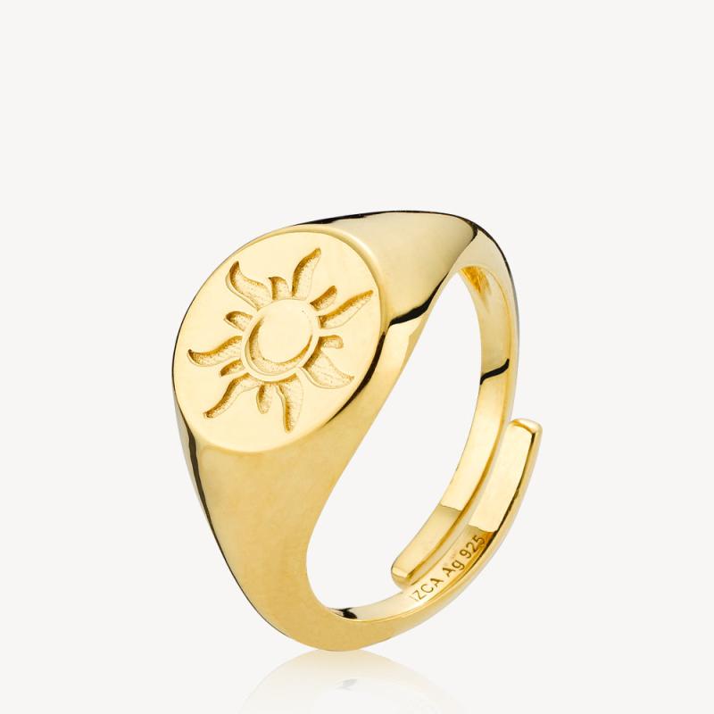 Guld Universe Ring - Forgyldt Sterlingsølv med Sol Detalje