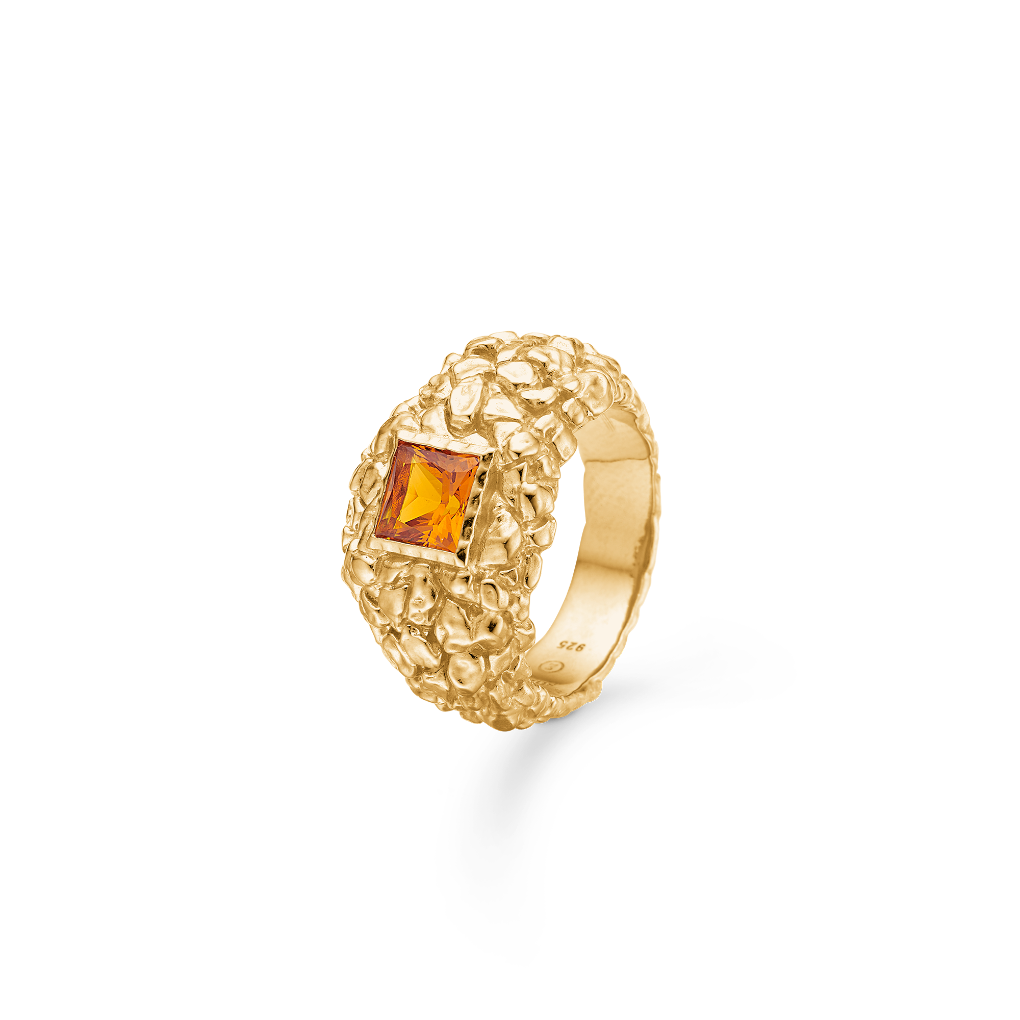 Studio Untamed Ring Guldbalgt Sølv Med Orange Sten 7247886 - Studio Z Fingerringe