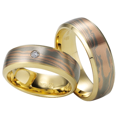 Rosa Vielsesringe Guld Hvidguld Guld Med Diamant - Vielsesringe