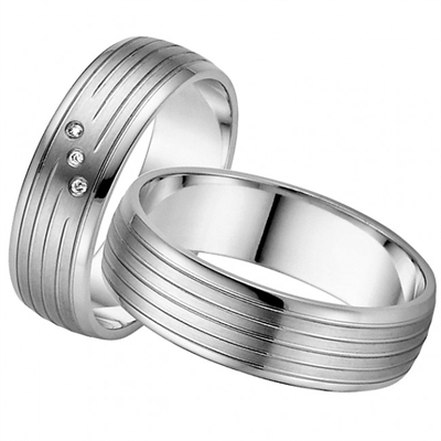 Hvid Vielsesringe Guld Med Diamanter - Vielsesringe