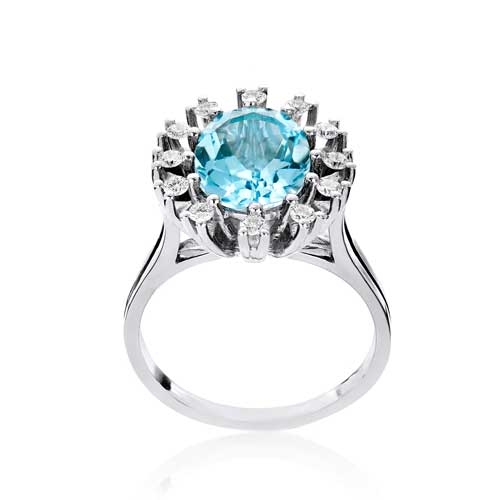 Hvid Guldsring Guld Med Topaz Diamanter - Fingerringe