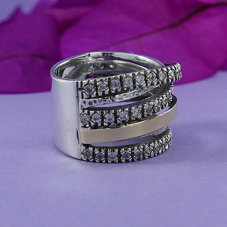 Bred Finger Ring Med Cubic Zirconia Sten - Niibuhr Jewelry Fingerringe