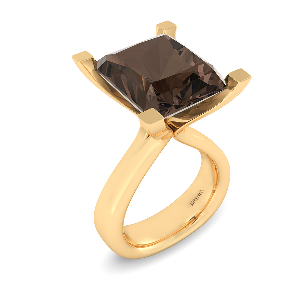 14kt Guld Ring RØgquarts - Fingerringe  - 1255550389825