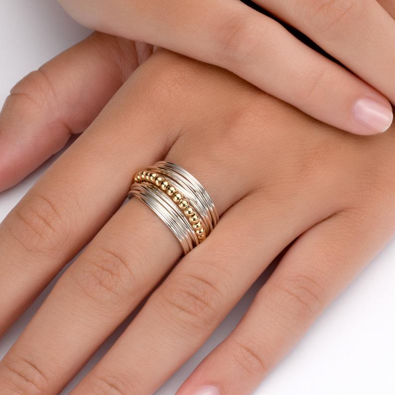Fuglerede Ring Sølv Med Forgyldte Perler - Niibuhr Jewelry Fingerringe