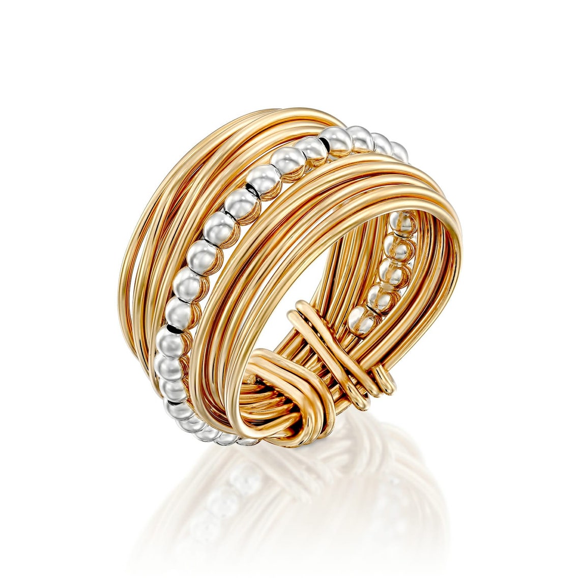 Fuglerede Ring Guld Med Sølvperler - Niibuhr Jewelry Fingerringe