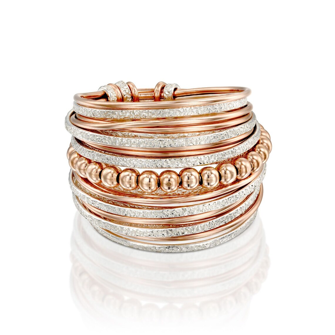 Fuglerede Wrap Ring Sølv Guld Med Guldperler - Niibuhr Jewelry Fingerringe