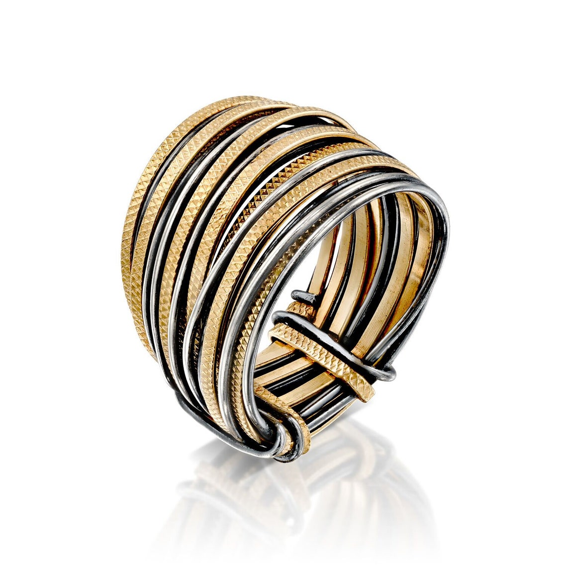 Fuglerede Wrap Ring Guld Oxideret Sølv - Niibuhr Jewelry Fingerringe