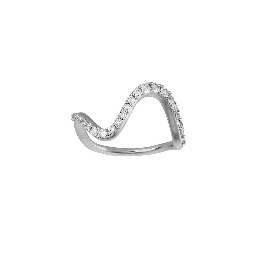 Bybiehl Ring Wave Sparkle Stor Med Sten 3702a - Bybiehl Fingerringe  - 1233690108506