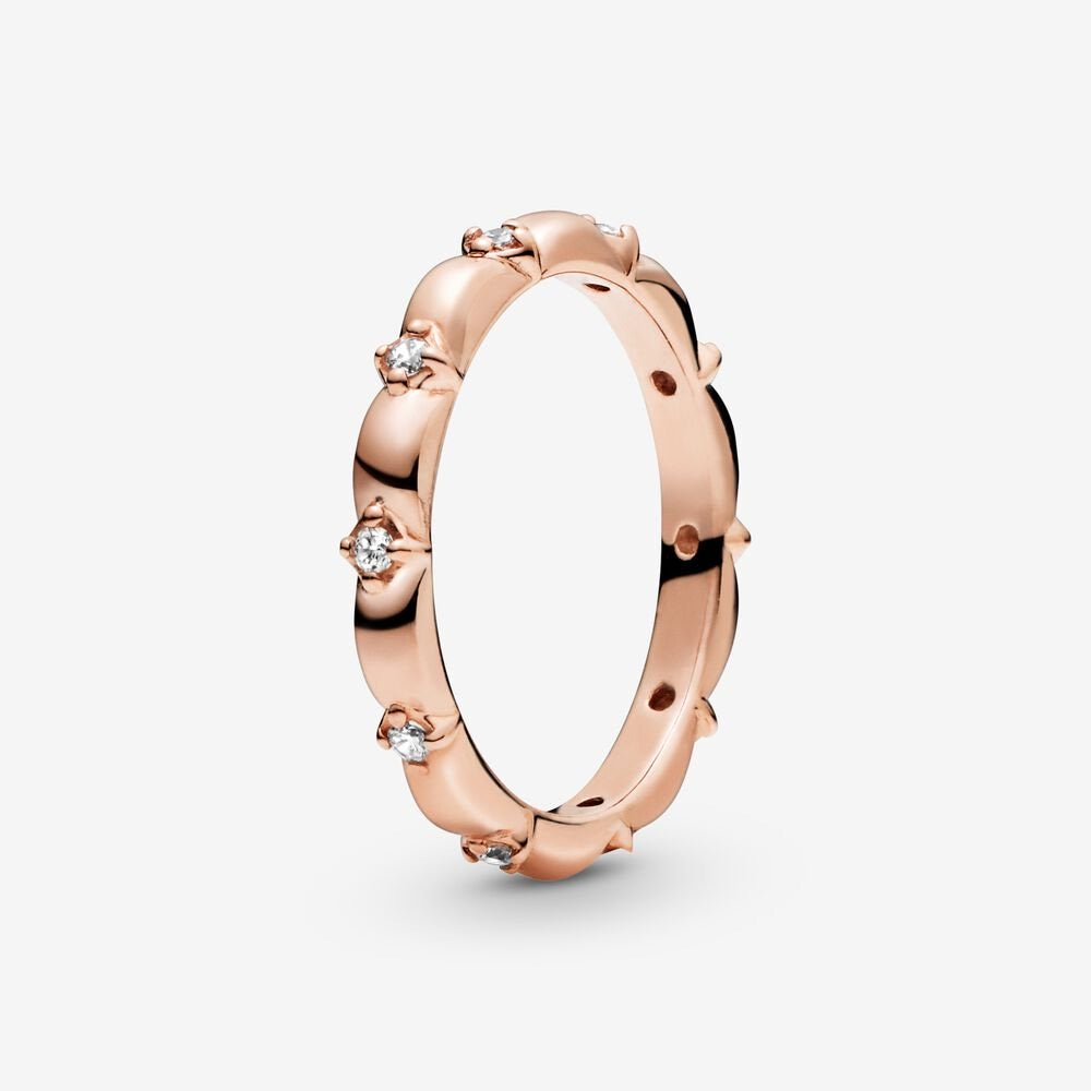 Rosa Pandora Ring Blomster Blade Båndring Forgyldt 188791 - Pandora Fingerringe  - 1233690109312