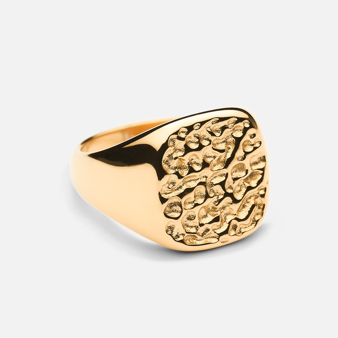 Meteor Square Ring 18k Guldbelagt - Josephine Nord Fingerringe