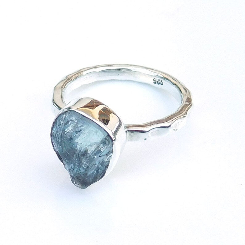 Sølv Ring Med Akvamarin Sten - Niibuhr Jewelry Fingerringe