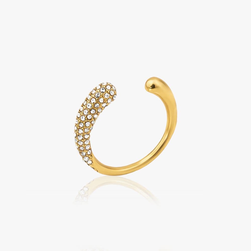 Åben Krystal Ring 18k Guldbelagt 18k Guldbelagt Justerbar - Fingerringe
