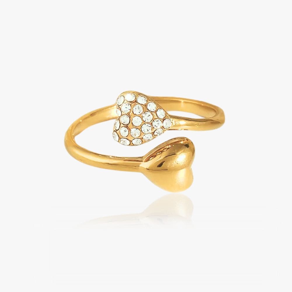 Hjerte Ring Med Sten 18k Guldbelagt 18k Guldbelagt Justerbar - Fingerringe