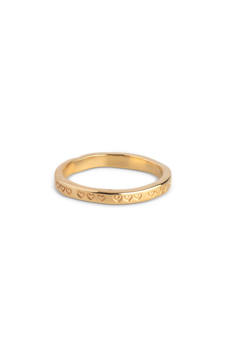 Guld Enamel Ring Heart Gold - Enamel Fingerringe  - 5714274034597