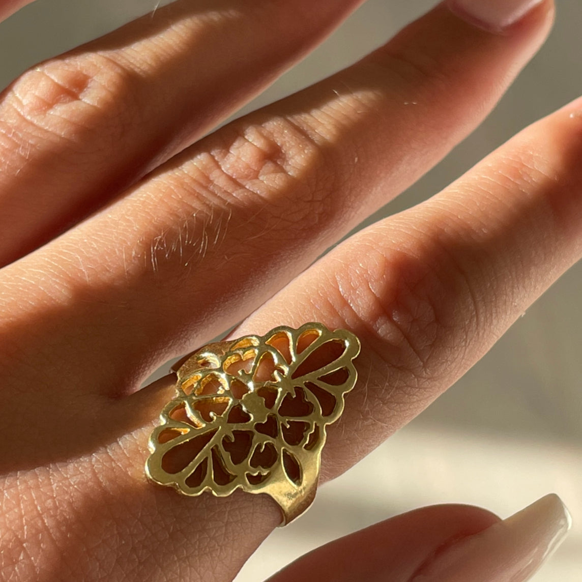 Guld Fingerring Marokkansk Forgyldt Sterlingsølv Str - Fingerringe  - 05740034021385